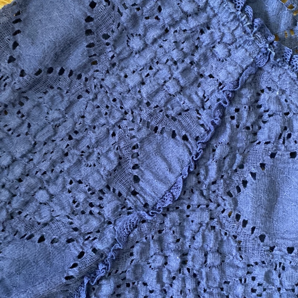 Free People Sunny Pucker Lace Top in Indigo Blue - Picture 4 of 8